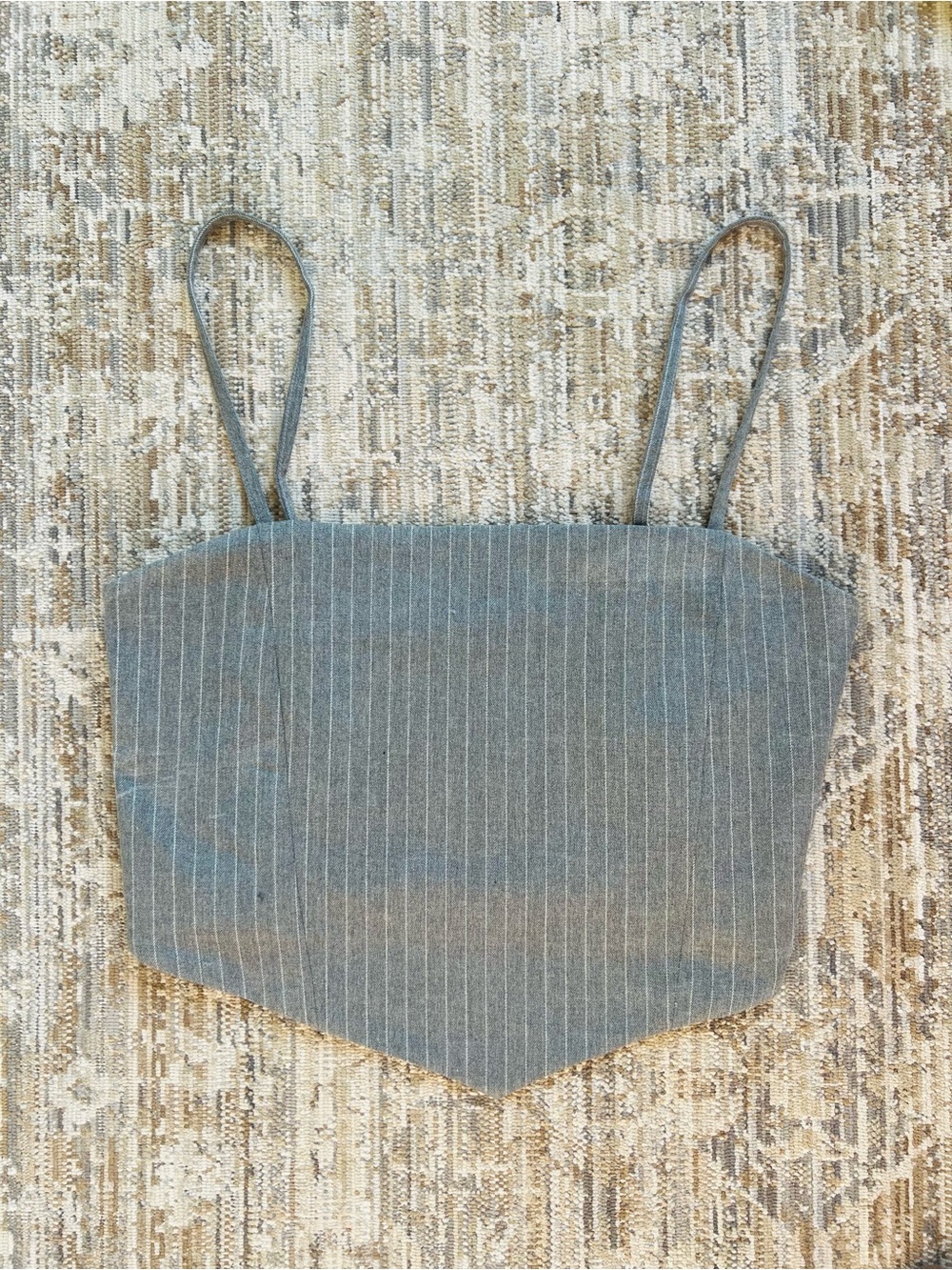 FB Sister Striped Grey Spaghetti Strap Crop Top